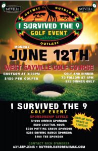 2023 Sayville Chamber I Survived the 9 Golf Event Flyer